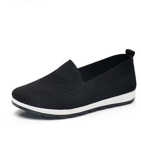Kvinnor stickar andningsbara Loafers Platt balett, lätt sneaker