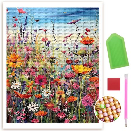 Värikkäät luonnonkukat Timanttimaalaussarjat aikuisille DIY Timanttitaide 5D Täysi pora Kodin seinäsisustus Timanttimaalaus aikuisille Aloittelijoiden