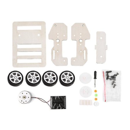 DIY Mini Puinen Auton Malli Aurinkovoimalla Toimivat Sarjat Lasten Koulutuslelulahja