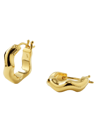 Syster P Bolded Wavy Earrings Shiny Gold Örhängen Dam Guld ONESIZE