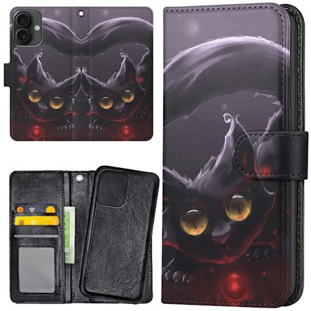 iPhone 16 - Plånboksfodral/Skal Svart Katt
