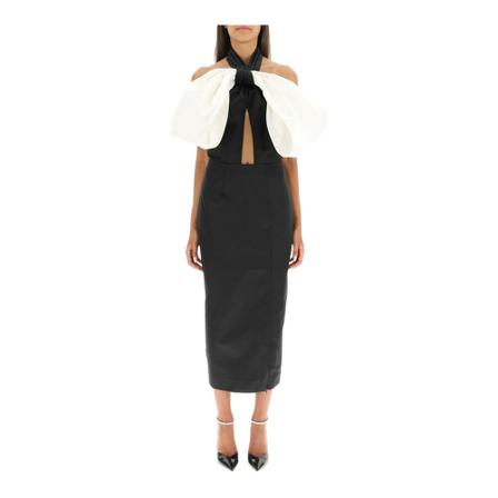 Rotate Birger Christensen, noella dress with bow Zwart, Dames, Maat:M
