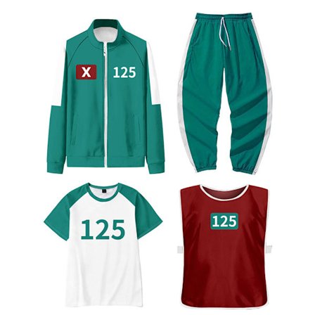 Squid Game 3-personers Cosplay Kostume Træningsdragt Komplet Beklædningssæt