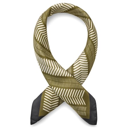 Virtuo | Dark Brown and Beige Line Silk Neckerchief for Men - Neckerchiefs