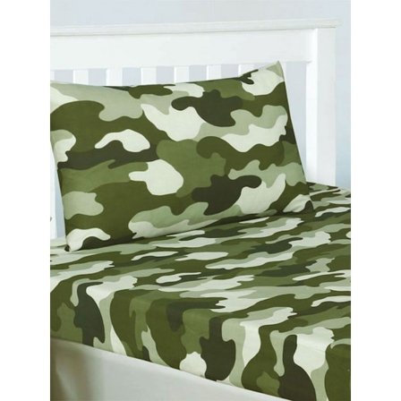 Bedding & Beyond Camouflage Fitted Bed Sheet Set Double Green