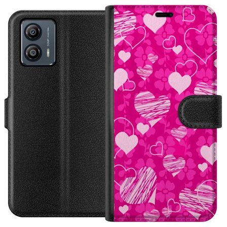 Kompatibel Tegnebogsetui til Motorola Motorola Moto G53 PopHjerteMønster