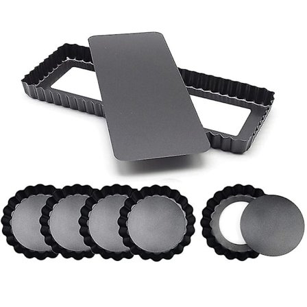 14" Rektangulär Pajform & 5" Rund Mini Pajform Set, Set om 6