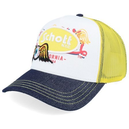 Von Dutch - Weiss trucker Cap - Schott Multi Patches Yellow/White/Black Trucker @ Hatstore