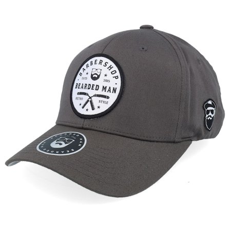 Bearded Man - Cinza flexfit Boné - Barber Shop Retro Style Wooly Combed Dark Grey Adjustable @ Hatstore