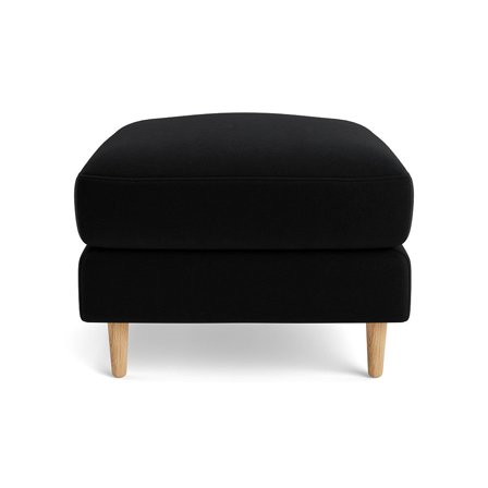 Ofelia Puf Riviera Sort: Komfortabel Fodskammel 65x65x47cm - Perfekt til afslapning med PU skum & Nozag fjedre - Elegant design til stuen