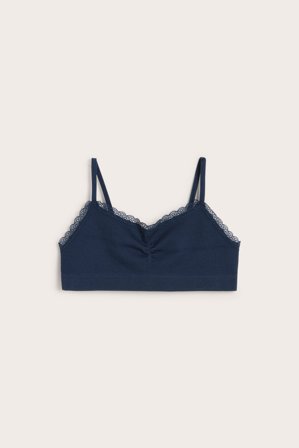 Kappahl | Seamless ribbad topp med spets | Mörkblå