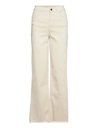 Objsavannah Twill Hw Wide Leg. Jeans Rep Leveälahkeiset Farkut Beige Object