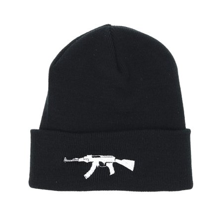 GUNS n SKULLS - Black - cuff - Beanie - AK47 Black Beanie - Hatstore