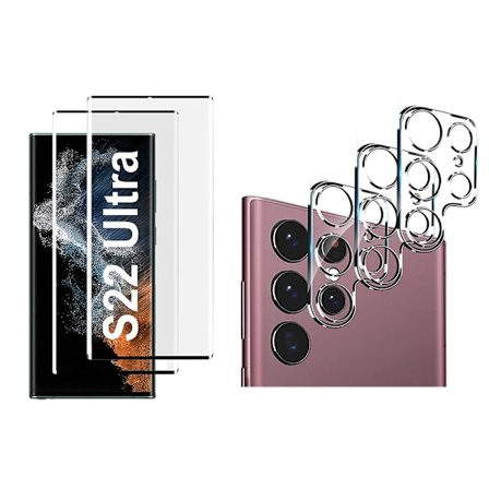 2-PACK CASE-Friendly Skärmskydd + Kameralinsskydd Galaxy S22 Ultra