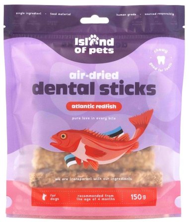 Island of Pets Air-dried Atlantic Redfish Dental Sticks 150 g