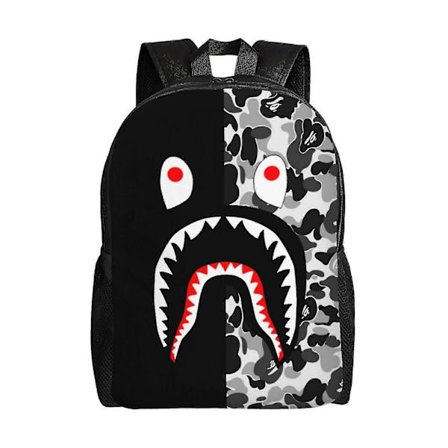 H-Unisex Bape Shark Camo Rygsække Skoletaske Bogtaske Casual Daypack Rygsæk (Fww)