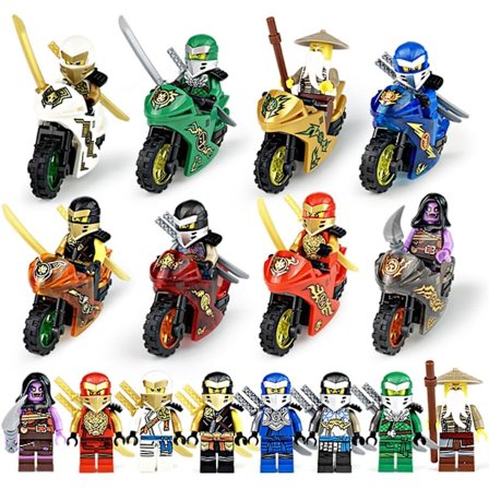 8 stk. Ninja Motorsykkelsett Minifigurer Ninja Mini Figurer Byggeklosser Leker