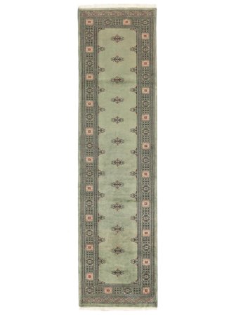 Pakistan Bokhara 3Ply 79X298 Hallmatta Mörkgul/Mörkgrön Ull, Pakistan