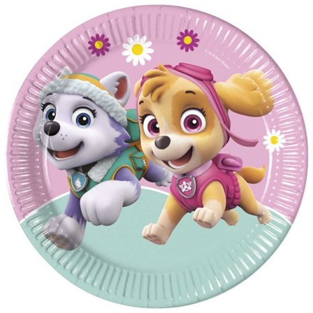 Paw Patrol Skye & Everest Papperstallrik 23cm 8-pack - Paw Patrol Kalas Dekoration - Kalaslagret.se