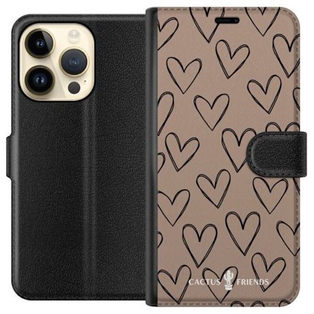 Yhteensopiva Lompakkokotelo Apple Apple iPhone 15 Pro Cactus and Friends - Earthy Sketch Hearts