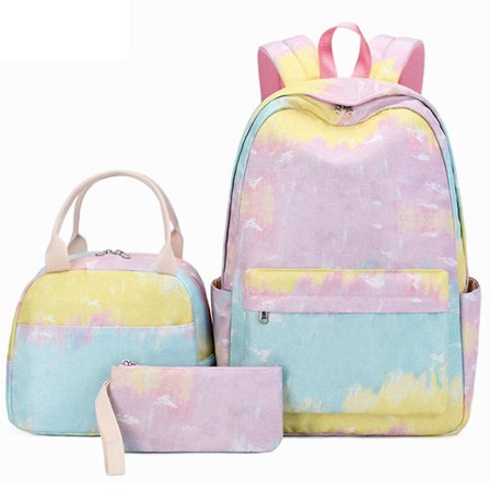 3 stk Skolesekksett for jenter Glatt overflate Vanntett Praktisk skolesekk for barneskoleelever