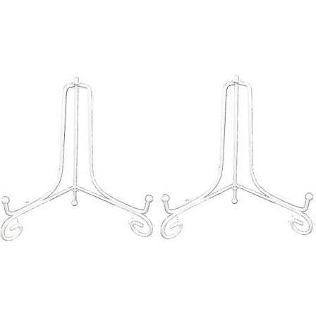 (2-pakning) 12" Jern Stor Plate Stativ, Hvit Jern Staffeli Bilde Ramme Display