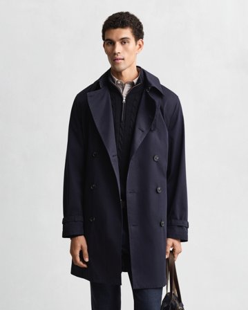 GANT Herren Trenchcoat aus Baumwollgemisch (S) Marineblau
