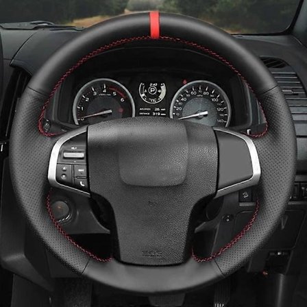 Sklisikkert skinntrekk for bilratt, kompatibelt med Isuzu D-Max MU 2013-2020 Holden Colorado AU 2012-2014 2015 2016 2017-2019-WELLNGS