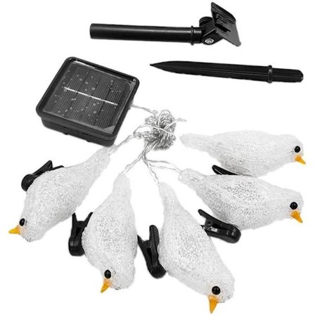 Vanntett 5 LED Akryl Fugl Strengelys Solcelle Fe