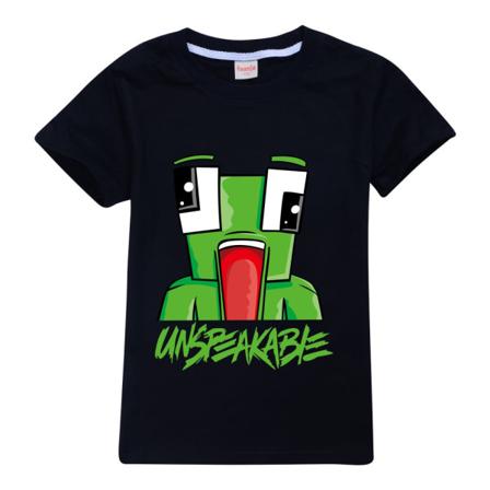 Barn UNSPEAKA-BLE Tryckt Kortärmad Rundhalsad T-shirt Casual black 160cm
