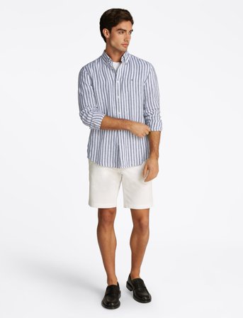 Tommy Hilfiger Linen Essential Stripe Rf Shirt - Blue - XXL