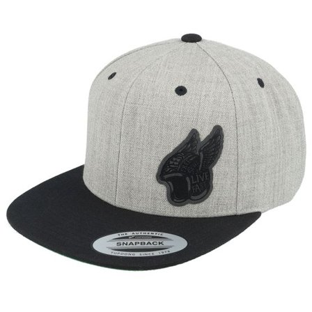 Born To Ride - Grå snapback Keps - Live Fast Helmet Black Patch Heather Grey/Black @ Hatstore