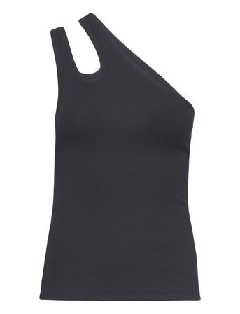 Jersey -Shoulder Top T-shirts & Tops Sleeveless Svart REMAIN Birger Christensen*Betinget Tilbud