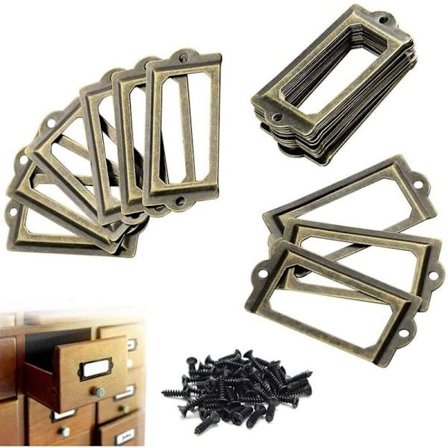 20 st Etiketthållare för Vintage Bokhylla 83x33mm Etiketthållare