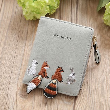 Fashion Animal Embroidery Thread Card Pieni lompakko - varastossa
