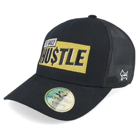 Monopoly - "The Daily Hustle Dog Black Trucker " Trucker Black Cap - @ Hatstore