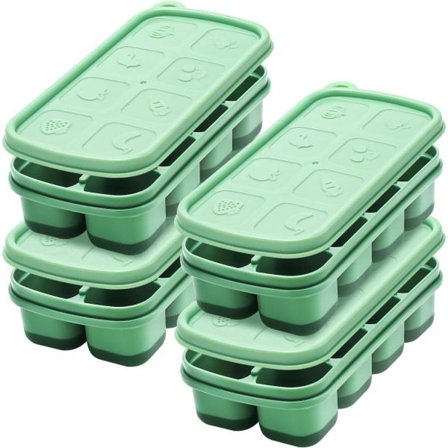 Isbitbrett med avtakbart lokk, 4-pakning hengende silikonformer for isbiter, BPA-fri og luktfri, frukt- og grønnsaksformet, 8 store fryse-isholdere