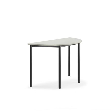Desk BORÅS, semi-circular, 1200x600x760 mm, grey laminate, anthracite