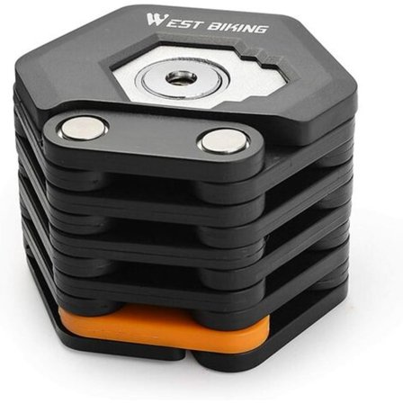 Cykellås, Bärbar Kompakt Vikbar Kedja, Aluminiumlegering Vikbart Lås med Nycklar och Matchande Låsbeslag, Vikt ut till