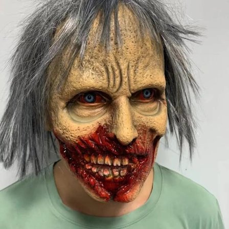 Läskig Blodig Sned Mun Latex Mask Halloween Kostym Zombie Monster Vampyr Mask Fest Hela Huvudet Spökhus Cosplay Pro