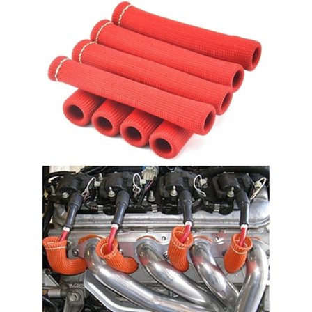 Sytytystulpan suojus 1800 astetta lämpöä eristävä suojakansi Sytytystulpan kaapelikengät 15 cm Yhteensopiva autoihin ja kuorma-autoihin (8 kpl) (