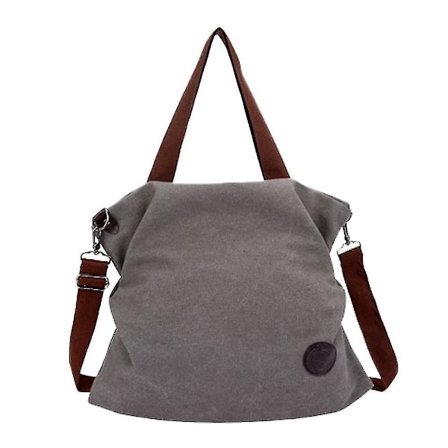 Canvas Messenger Bag Axelväska, Grå Fritid Mode Konstnärlig Canvas Väska