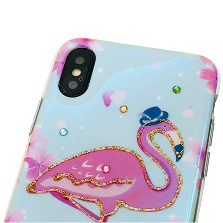 Skyddande Skal av Silikon till iPhone X/XS (PINK FLAMINGO)