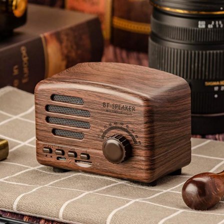 Trådlösa Stereo Retro Högtalare, Bärbara Bluetooth Vintage Högtalare med Kraftfullt Ljud, Samtalsfunktion