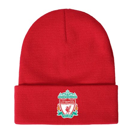 Liverpool FC Unisex Varm Strikket Hætte med Crest - Julegave til Fodboldfans