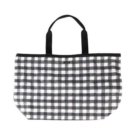 Msgm, Shopping Bag with Check Pattern Zwart, Dames, Maat:ONE Size,Katoen