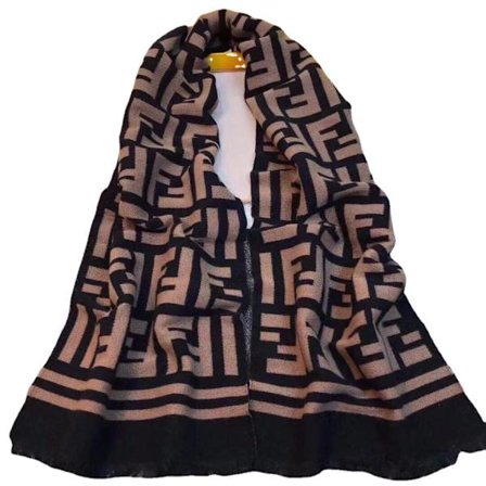 Dammönster Tryckt Varm Halsduk Sjal Inslagen med Tofsar Vinter Tjock Filt Poncho Jacka ET-Svart Kamel