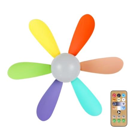 Multifunktionell takfläkt med ljus, svalare lampa Löstagbart fläktblad med fjärrkontroll 3000K-6500K AC85V-265V Multicolor Ordinary lampshade