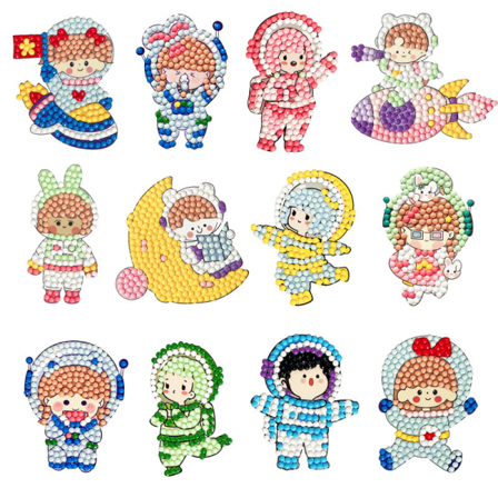 Diamantmaleri for barn Tegneserieklistremerker(Stil 7), DIY Diam