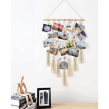 Hängande fotodisplay Makramé vägg hängande bilder Hem